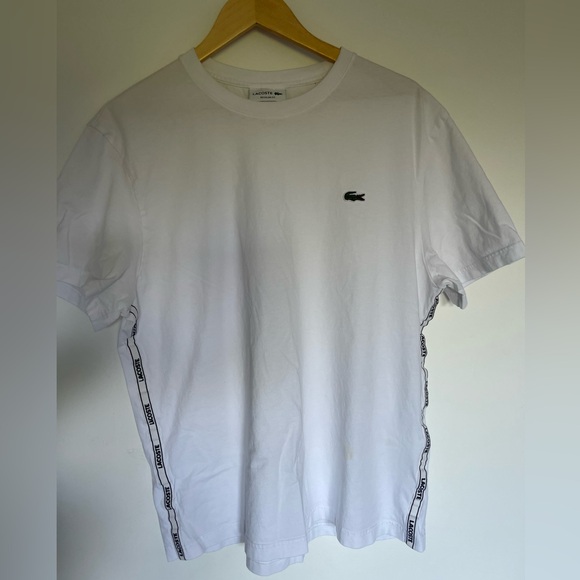 Lacoste White Short Sleeve Regular Fit Side Logo T Shirt - Picture 3 of 16